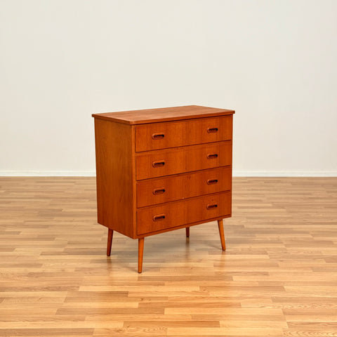 Chest of 4 drawers in teak & beech, Sweden