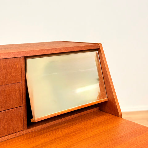 Danish secretary desk with mirror in teak