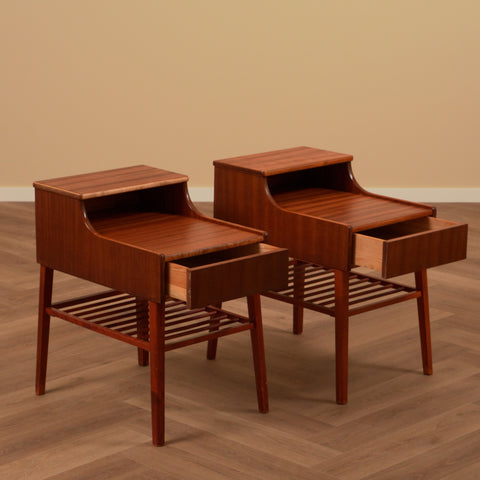 Swedish bedside tables in mahogany