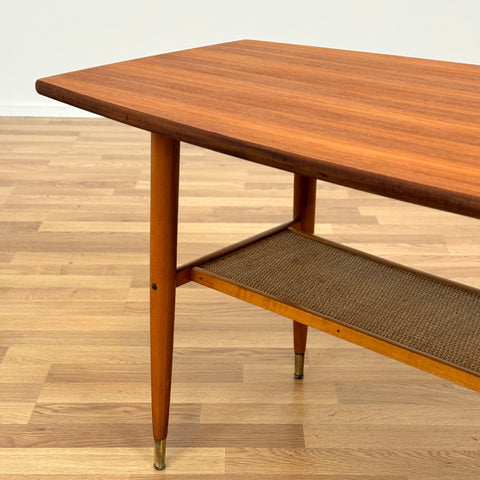 Swedish coffee table in teak & beech by Alberts Tibro