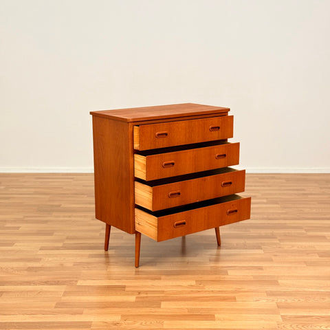 Chest of 4 drawers in teak & beech, Sweden