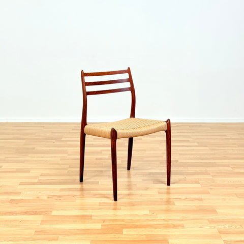 Danish set of 6 dining chairs in Santos rosewood, Niels O. Møller, model 78