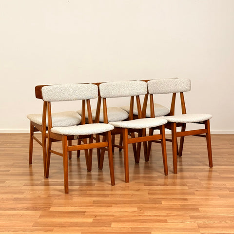 Danish set of 6 dining chairs in beech & teak by Farstrup