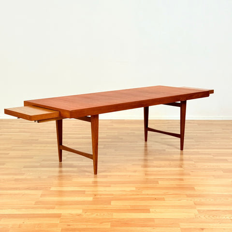 Danish coffee table with 2 folding tables in teak