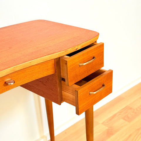 Swedish desk in teak & beech by Fröseke AB Nybrofabriken, model 'Finess'