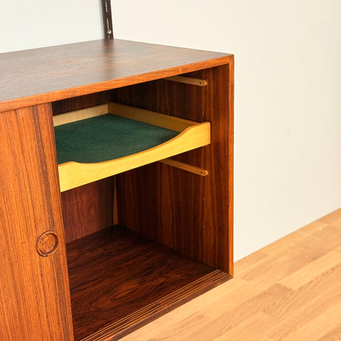 Danish wall unit / shelving system in Santos rosewood by Kai Kristiansen for FM Mobler