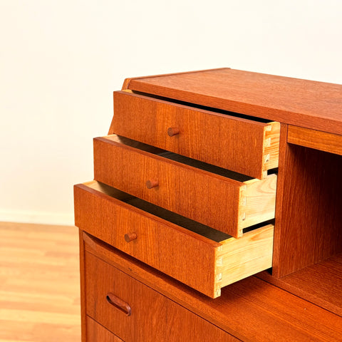 Danish secretary desk with mirror in teak