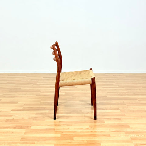 Danish set of 6 dining chairs in Santos rosewood, Niels O. Møller, model 78