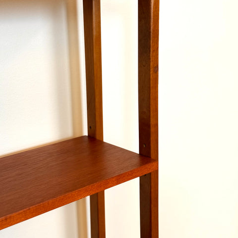 Swedish bookshelf with pull out desk in teak wood