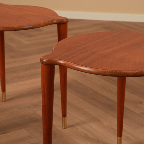 Swedish side tables in mahogany and beech