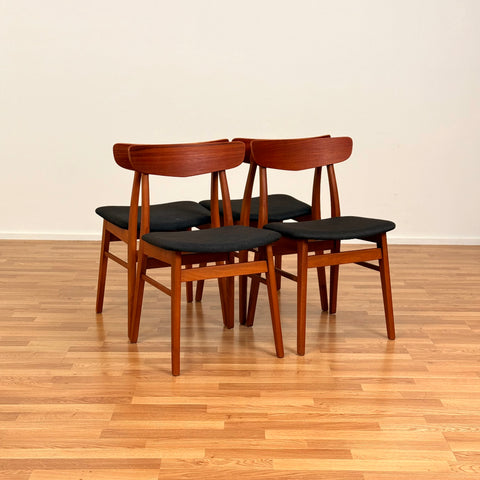 Danish set of 6 dining chairs in teak & beech by Findahl
