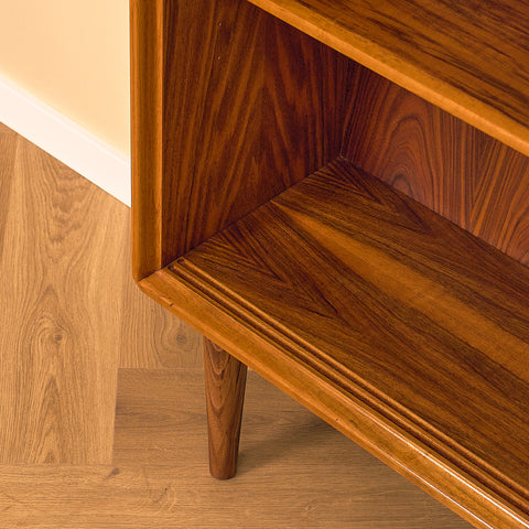 Swedish shelf with glass in walnut by Bertil Fridhagen for Bodafors