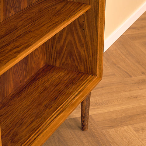Swedish shelf with glass in walnut by Bertil Fridhagen for Bodafors