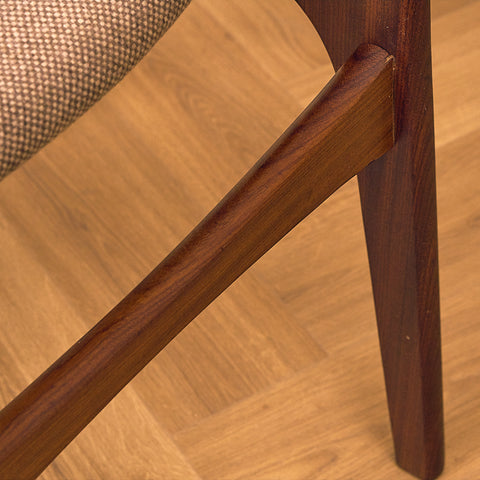 Danish set of 6 dining chairs in solid walnut by Erik Buch