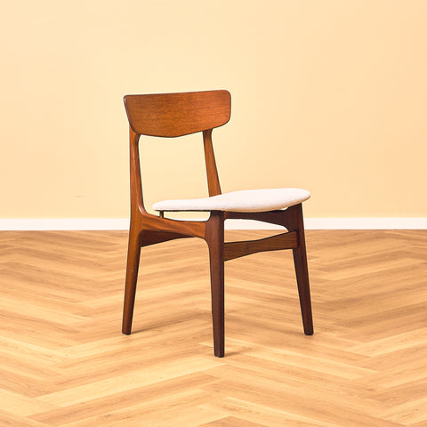 Danish dining chairs in teak and walnut by Schiønning & Elgaard