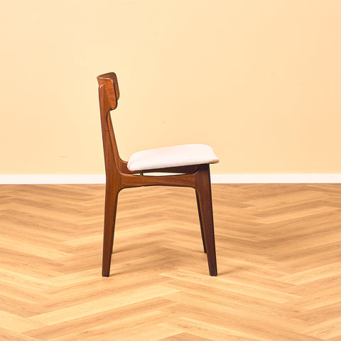 Danish dining chairs in teak and walnut by Schiønning & Elgaard