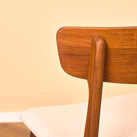 Danish dining chairs in teak and walnut by Schiønning & Elgaard