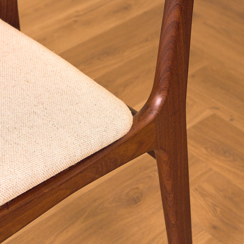 Danish dining chairs in teak and walnut by Schiønning & Elgaard