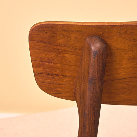 Danish dining chairs in teak and walnut by Schiønning & Elgaard