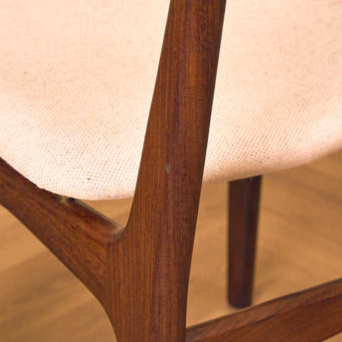 Danish dining chairs in teak and walnut by Schiønning & Elgaard