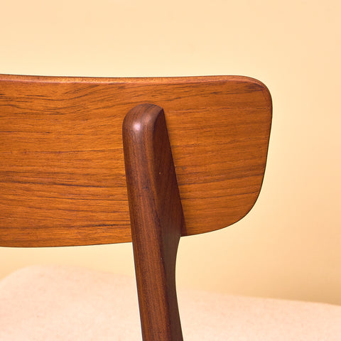 Danish dining chairs in teak and walnut by Schiønning & Elgaard