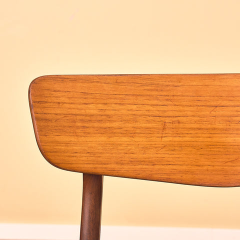 Danish dining chairs in teak and walnut by Schiønning & Elgaard