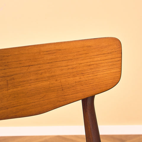 Danish dining chairs in teak and walnut by Schiønning & Elgaard