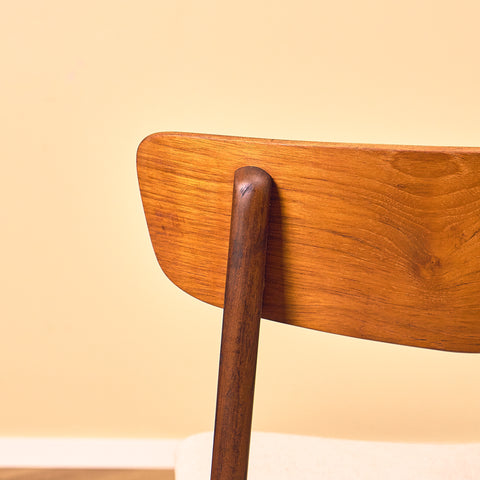 Danish dining chairs in teak and walnut by Schiønning & Elgaard