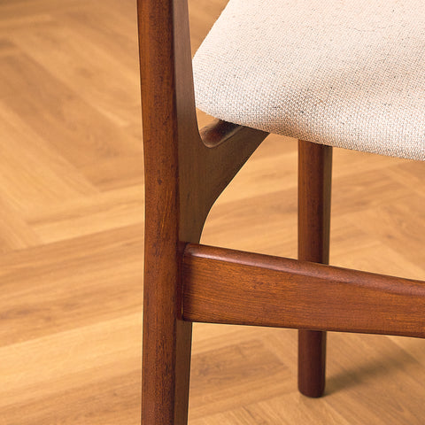 Danish dining chairs in teak and walnut by Schiønning & Elgaard