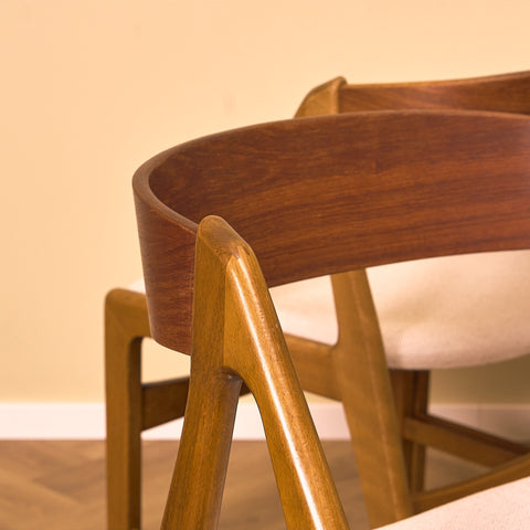 Danish dining chairs in teak and beech by Henning Kjaernulf for Vejle Stole & Møbelfabrik