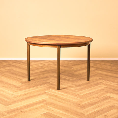 Swedish round dining table in walnut and beech