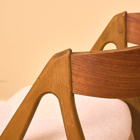 Danish dining chairs in teak and beech by Henning Kjaernulf for Vejle Stole & Møbelfabrik