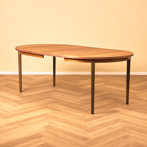 Swedish round dining table in walnut and beech