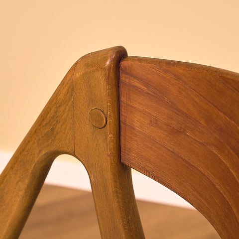 Danish dining chairs in teak and beech by Henning Kjaernulf for Vejle Stole & Møbelfabrik