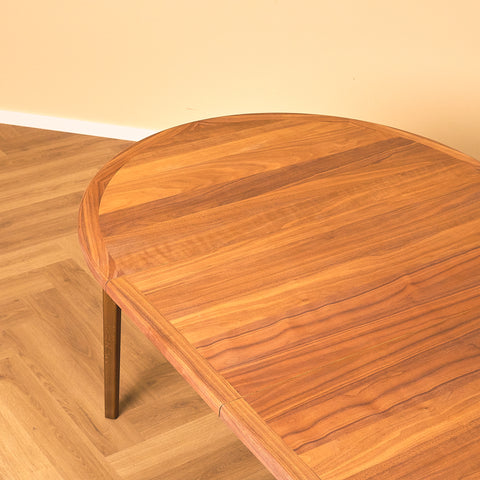Swedish round dining table in walnut and beech