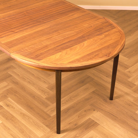 Swedish round dining table in walnut and beech