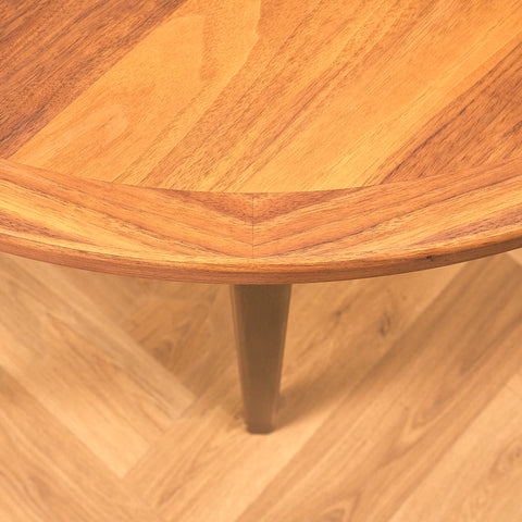 Swedish round dining table in walnut and beech