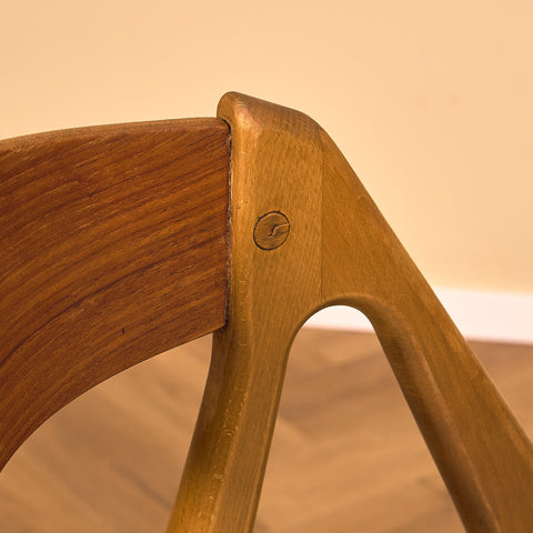 Danish dining chairs in teak and beech by Henning Kjaernulf for Vejle Stole & Møbelfabrik