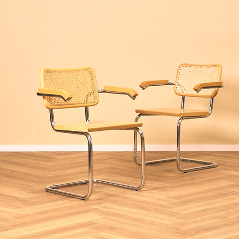 Italian set of 2 dining chairs by Marcel Breuer, model 'Cesca B32'