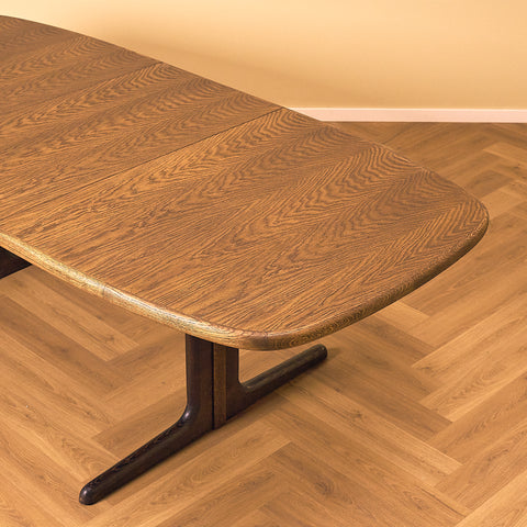 Danish oval dining table in smoked oak by Skovby