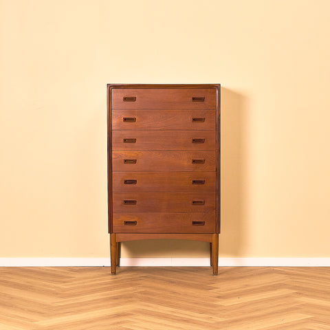 Tall Danish Chest of Drawers in Teak and Oak, 1950s