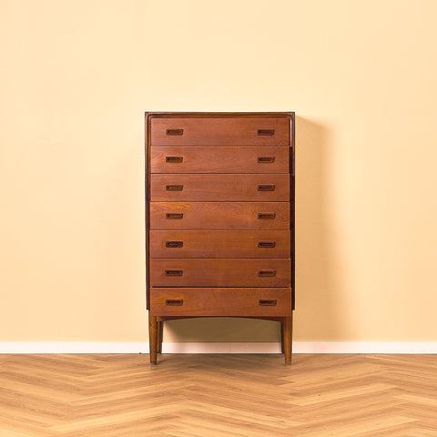 Tall Danish Chest of Drawers in Teak and Oak, 1950s
