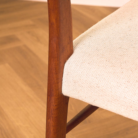 Danish dining chairs in teak in the style of Ejner Larsen