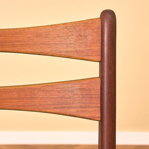 Danish dining chairs in teak in the style of Ejner Larsen