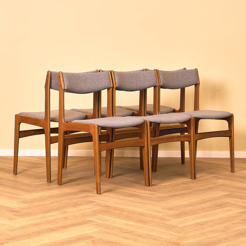 Danish set of 6 dining chairs in teak by Erik Buch for Nova Stolefabrik