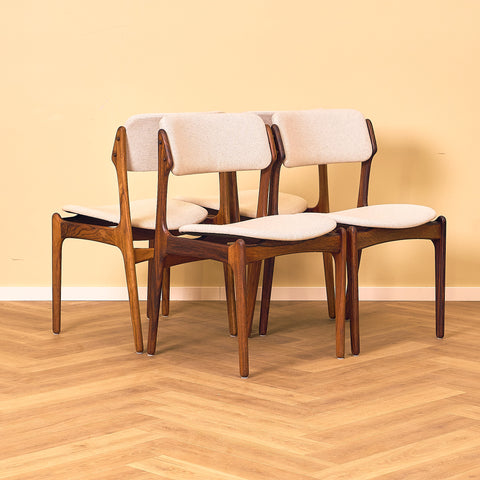 Danish dining chairs in Santos rosewood by Erik Buch for Oddense Maskinsnedkeri, model OD49