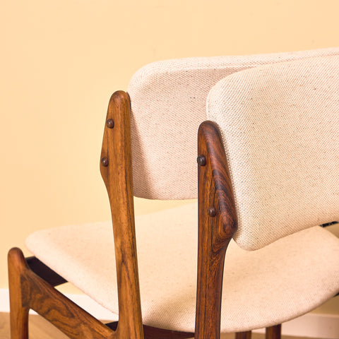 Danish dining chairs in Santos rosewood by Erik Buch for Oddense Maskinsnedkeri, model OD49