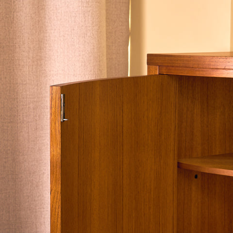 Danish corner bar cabinet in teak by S. E. Peterson for Midtjysk Möbelfabrik