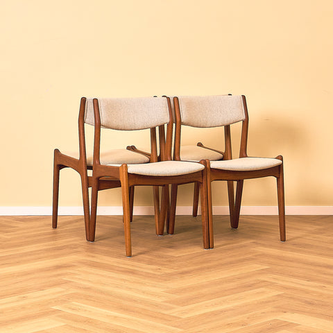 Danish dining chairs in teak by Sorø Stolefabrik