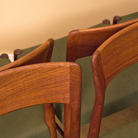 Danish set of 6 dining chairs in teak by Henning Kjærnulf for KS Møbler